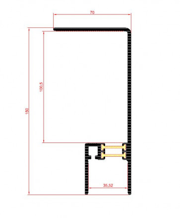 Kofferbau-Profil 35 x 100 eloxiert
