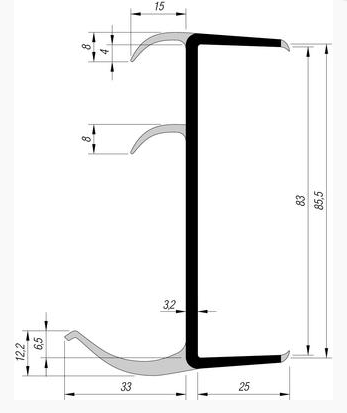 PVC- Profil 86mm 5570860 wm meyer