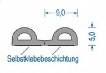 Dichtungsgummi P-Form selbstklebend