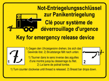 Warnaufkleber Not-Entriegelungsschlüssel zur Panikentriegelung