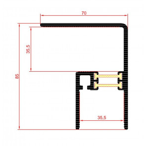 Kofferbau-Profil 35 x 35 eloxiert