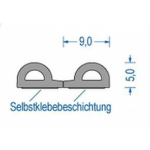 Dichtungsgummi P-Form selbstklebend