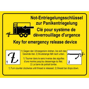 Warnaufkleber Not-Entriegelungsschlüssel zur Panikentriegelung